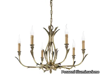 SOLANGE 337/6 - Antique brass chandelier _ Possoni Illuminazione