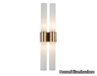 TUBE 2000/A4 - Light antique brass wall light and alabaster _ Possoni Illuminazione