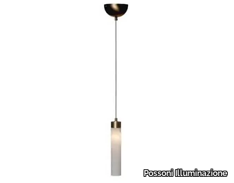 TUBE 2000/S1 - Light antique brass finish pendant lamp with alabaster _ Possoni Illuminazione