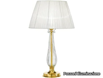 VALENTINA 269/LG - Gold plated table lamp with crystal and organza shade _ Possoni Illuminazione