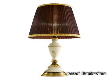 VERA 2268/L - Rust/gold leaf table lamp with alabaster and shade _ Possoni Illuminazione