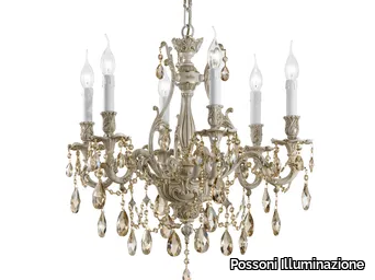 VERSAILLES 093/6-SH/GG - Antique White / Gold chandelier with Schoeler Crystals _ Possoni Illuminazione