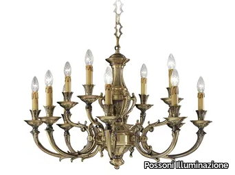 WINDSOR 888/8+4 - Antique Brass chandelier _ Possoni Illuminazione