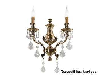 WINDSOR 888/A2-SH/P - Antique brass wall light with Schoeler crystals _ Possoni Illuminazione