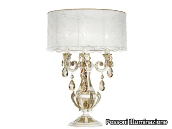 WINDSOR 888/L3-PZ-GG - Antique white/gold table lamp with Schoeler crystals _ Possoni Illuminazione