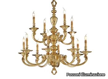 OTELLO 258/8+4 - Polished Brass chandelier _ Possoni Illuminazione