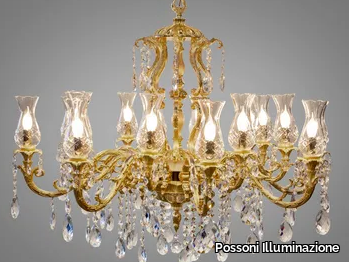 HOWARD 830/8+8-SH/G30 - LED brass chandelier with crystals _ Possoni Illuminazione