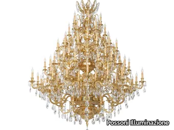 KENSINGTON 792/90-SH/G - LED brass chandelier with crystals _ Possoni Illuminazione