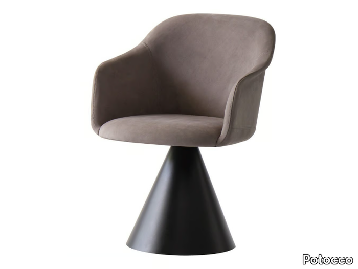 LYZ 918/GCI - Swivel leather chair with armrests _ Potocco