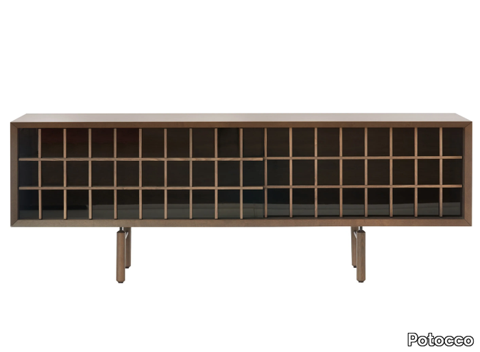 SEN 886/MA - Wood and glass sideboard with sliding doors _ Potocco