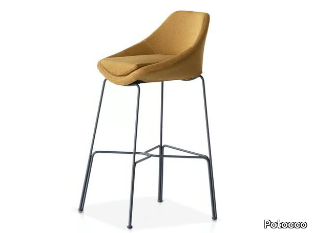 CUT 910/AI - High fabric stool with back with removable cover _ Potocco