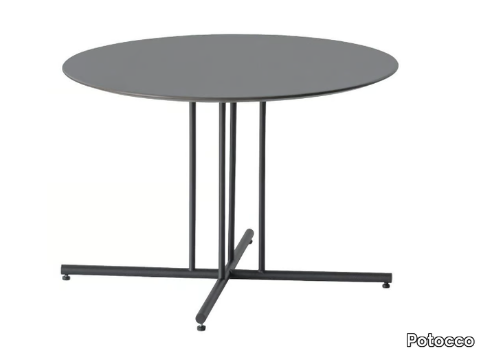 GRAPHIC 955/TBC-40-OUT / 60-OUT - Round low HPL and metal garden side table _ Potocco