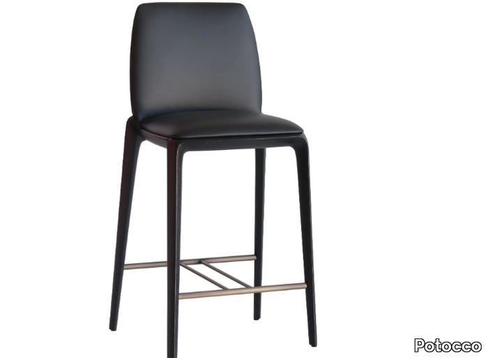 HIRU 947/S - Leather stool with back _ Potocco