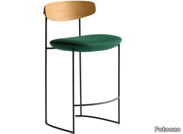 KEEL 922/S-OUT - Fabric and metal garden stool with back _ Potocco