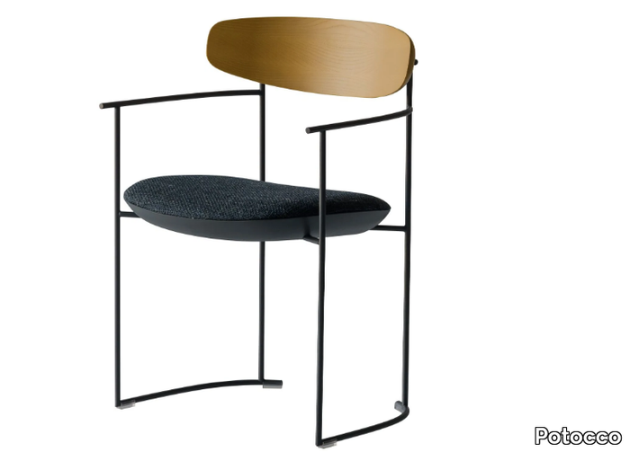 KEEL LIGHT 922/PMB - Metal easy chair with armrests _ Potocco