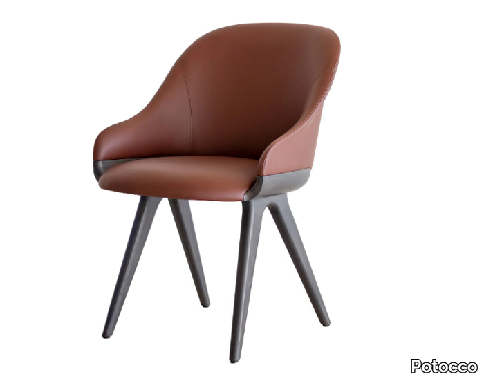 LYZ 918 - Upholstered leather chair with armrests _ Potocco