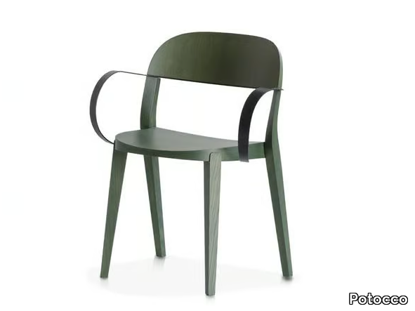 MINIMA 949/P - Stackable wooden chair with armrests _ Potocco