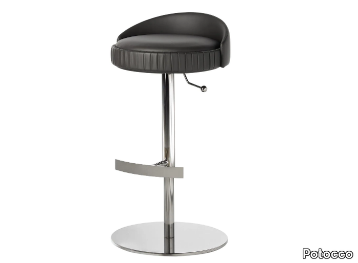 PLISSÉ 929/A-GAS - Swivel leather stool with gas lift _ Potocco