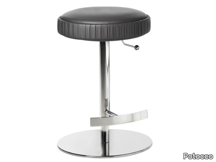 PLISSÉ 929/S-GAS - Swivel leather stool with gas lift _ Potocco