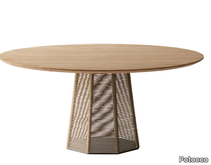 SOPHIE 951/T - Ash garden table with base covered with nautical rope _ Potocco