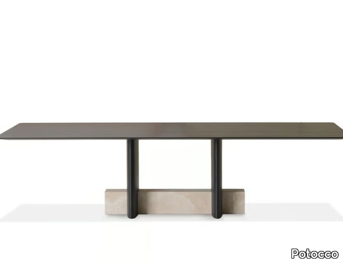 SYN 956/TR - Rectangular travertine and ash table _ Potocco