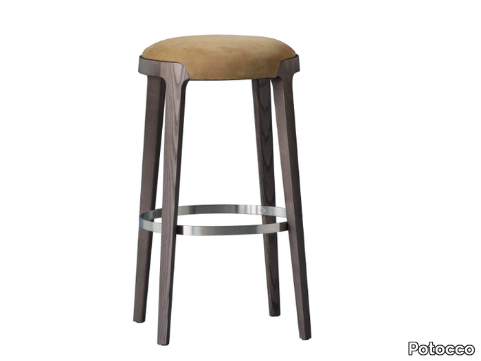 VELIS 942/AC - Upholstered high leather stool with footrest _ Potocco