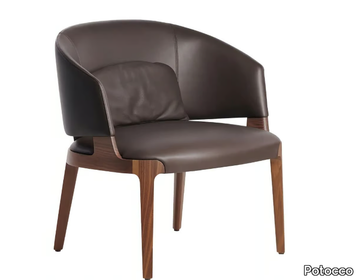 VELIS 942/PLA - Leather armchair with armrests _ Potocco