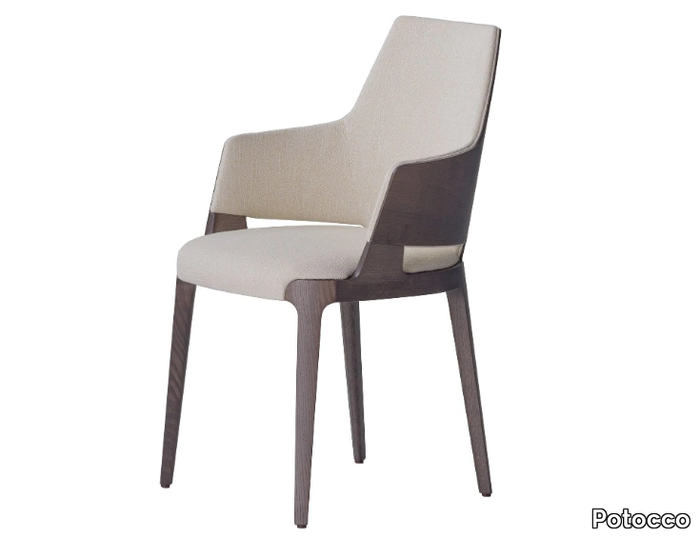 VELIS WOOD 942/PB7W - Upholstered fabric easy chair with armrests _ Potocco