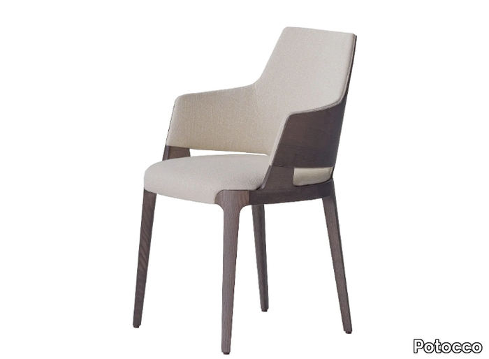 VELIS WOOD 942/PBW - Upholstered fabric easy chair with armrests _ Potocco