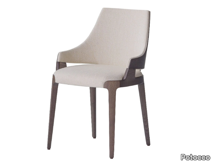 VELIS WOOD 942/W - Upholstered fabric chair with armrests _ Potocco