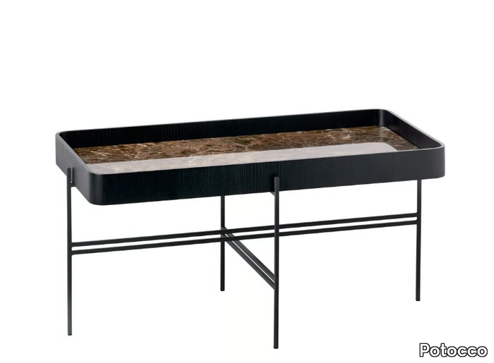TRAY 872/TR - Rectangular metal coffee table with tray and marble top _ Potocco