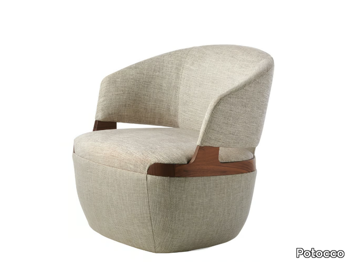 VELIS 942/PLAG - Swivel fabric armchair with removable cover _ Potocco