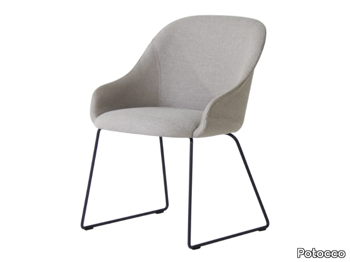 LYZ 918/SLI - Sled base upholstered fabric chair with armrests _ Potocco