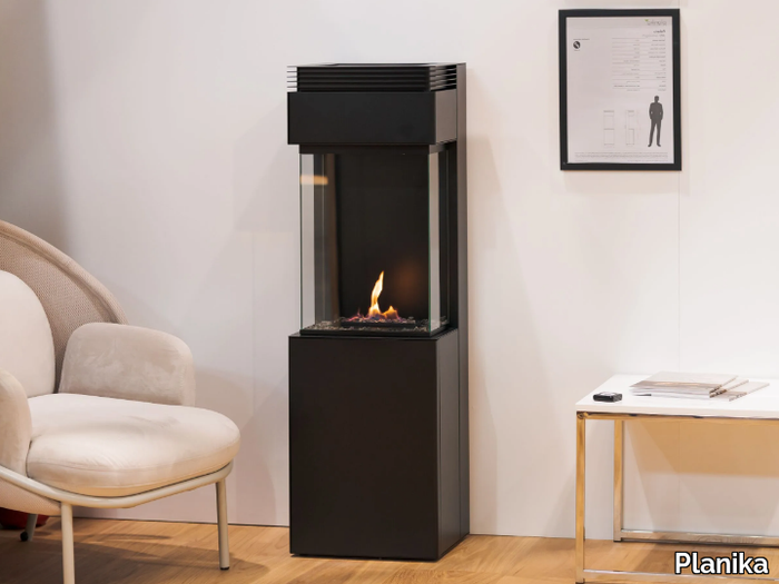 POLARIS - Freestanding bioethanol glass and steel fireplace _ Planika