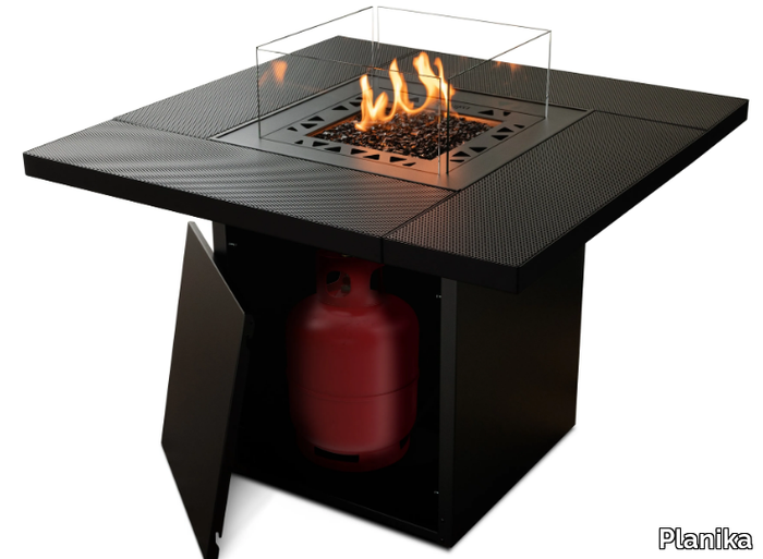 SQUARE TABLE - Gas outdoor freestanding galvanized steel fireplace _ Planika