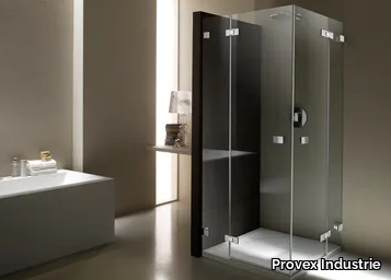 X-LINE XE-2 - Corner tempered glass shower cabin with hinged door _ Provex Industrie