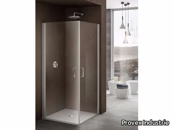 LOOK - Corner shower cabin with tray with hinged door _ Provex Industrie