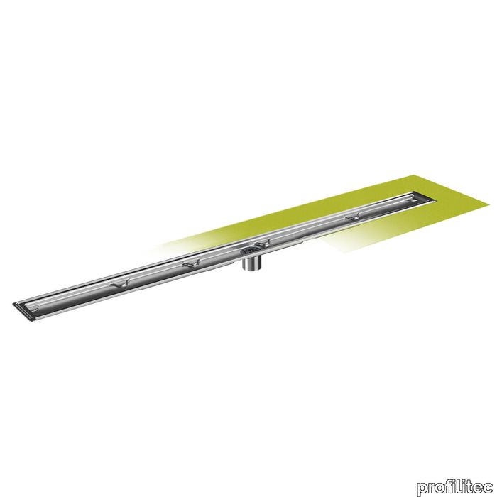 Showertec Linear, linear drain with vertical central drain, or off-set drain