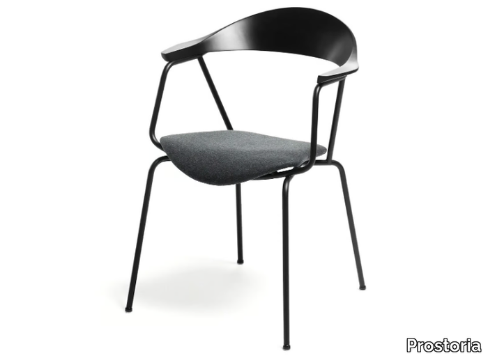 PIUN - Wooden chair with armrests with integrated cushion _ Prostoria