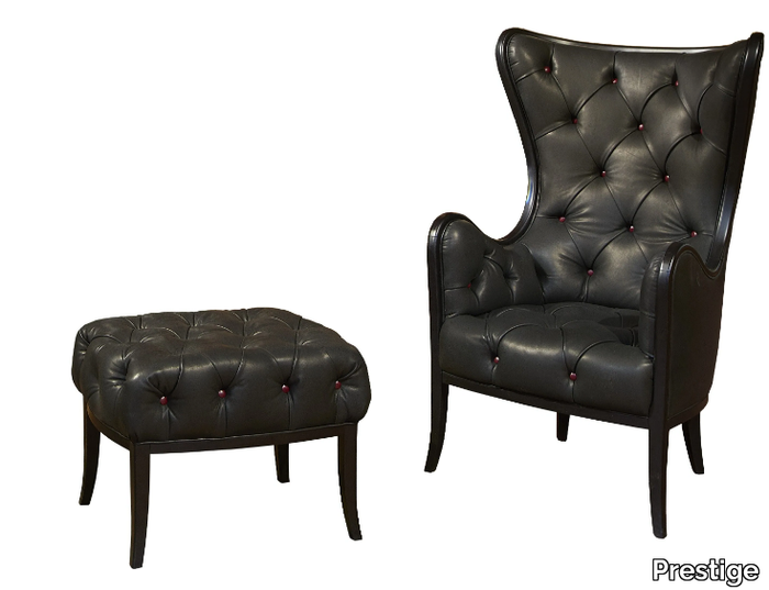 CAPRICCI - Tufted leather armchair with armrests _ Prestige