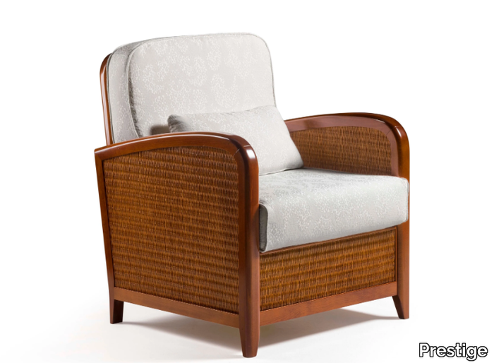 CAPRICCI - Upholstered fabric and wooden armchair with armrests _ Prestige