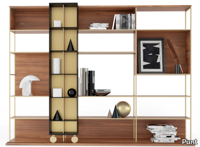 LITERATURA SELECTION - Open MDF bookcase with casters _ Punt