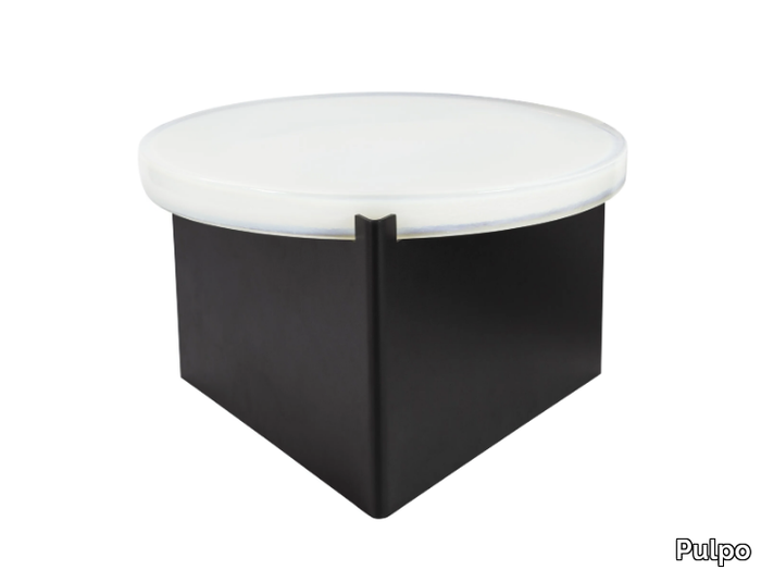 ALWA ONE BIG - Round glass and steel coffee table _ Pulpo