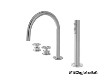 FLORA 6330277F - Deck mounted 4 hole bathtub tap with hand shower _ QD Magistro Lab