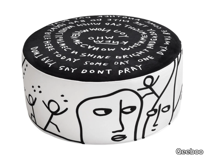 ECLIPSE ETCHING - Round pouf _ Qeeboo