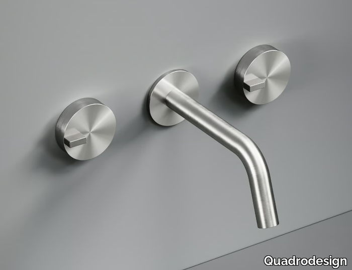 Q. 18 10V - Wall-mounted stainless steel washbasin tap _ Quadrodesign