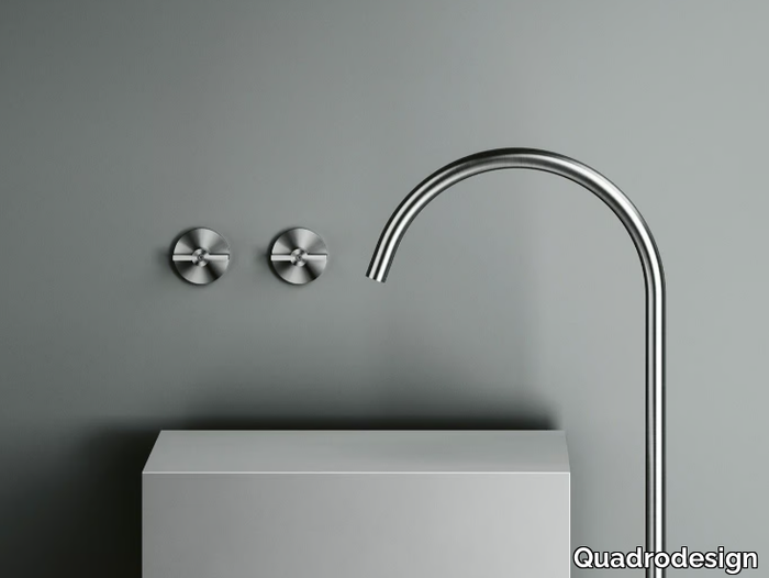 VALVOLA01 19 63V - Wall-mounted stainless steel remote control tap _ Quadrodesign