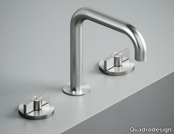 VALVOLA01 19 31V - 3 hole stainless steel washbasin tap with adjustable spout _ Quadrodesign