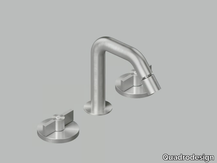 VALVOLA01 19 37V - 3 hole stainless steel bidet tap with swivel spout _ Quadrodesign