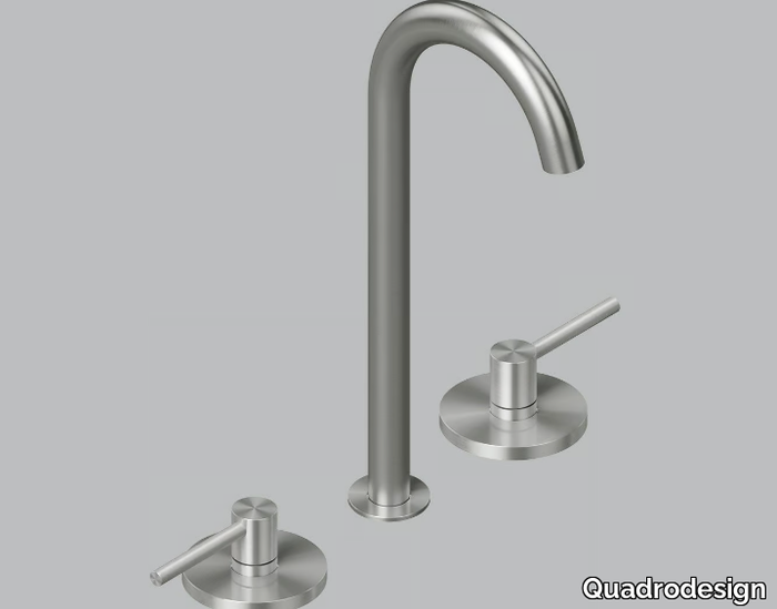 FFQT 21 32V - 3 hole stainless steel washbasin mixer with adjustable spout _ Quadrodesign